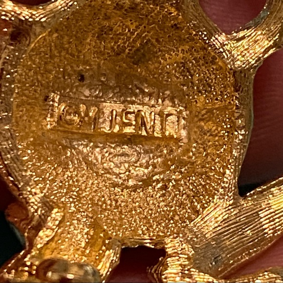 Gold Tone M Jent Frog Brooch With Clear Rhinestone Bling Head - Picture 2 of 9